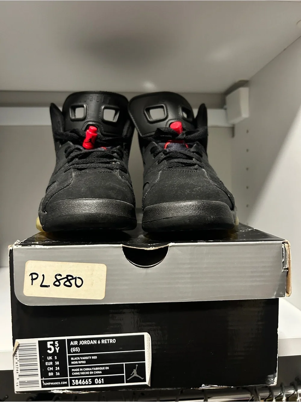Air Jordan 6 Retro GS “Varsity Red” 2010 Black Red 5.5Y 384665-061 + Box